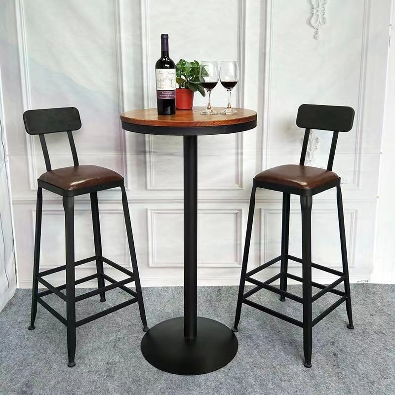 Industrial Black Counter Stool with Square Seat Metal Barstool for Bar
