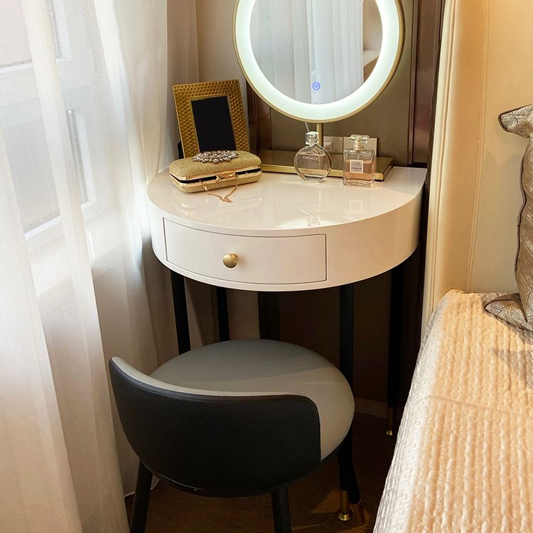 Modern Semicircle Slate Top Table Makeup Vanity with Drawers