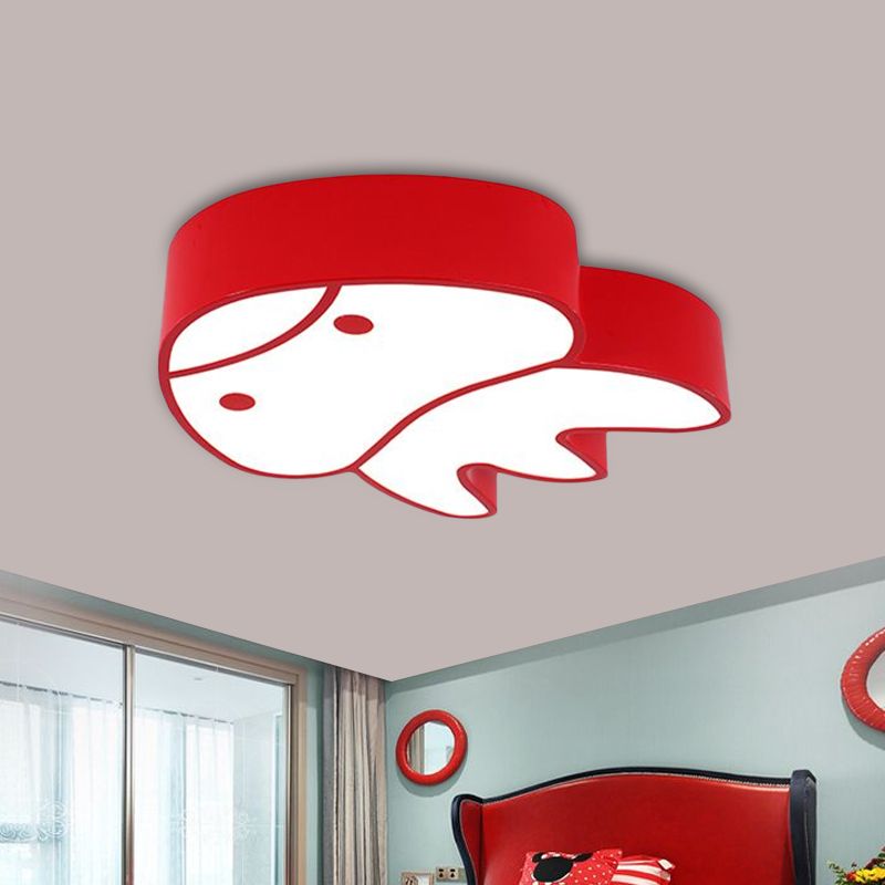 Dreamy Jellyfish Flush Ceiling Light Kids Acrylic LED Bedchamber Flush Mount Lighting in Red/Yellow/Blue