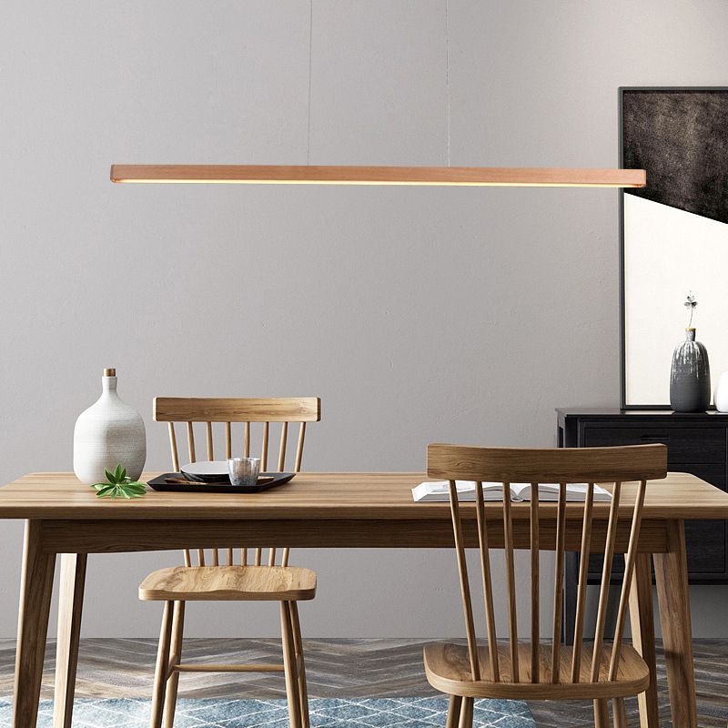 Linear Island Lighting Wood Contemporary Simplicity Pendant Lighting Fixtures for Restaurant