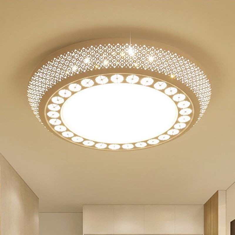 23"/35" W LED Flush Ceiling Light Simple Cutout Acrylic Flush Mount Lighting in White for Bedroom, White/3 Color Light