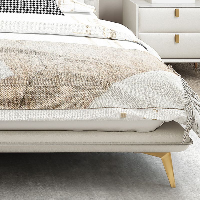 Contemporary Rectangular Panel Bed Standard Bed With Custom Gold Legs