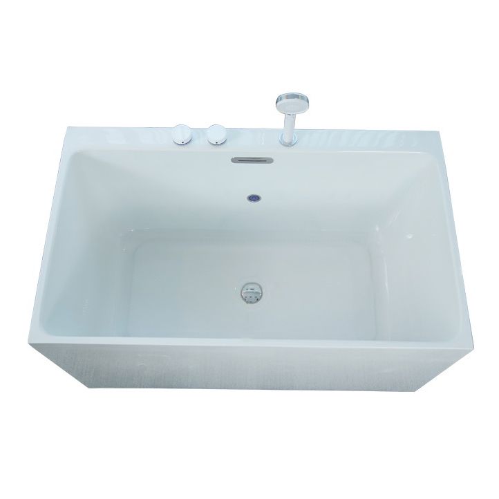 Acrylic Rectangular Back to Wall Bath Tub Freestanding Bathtub with Center Drain