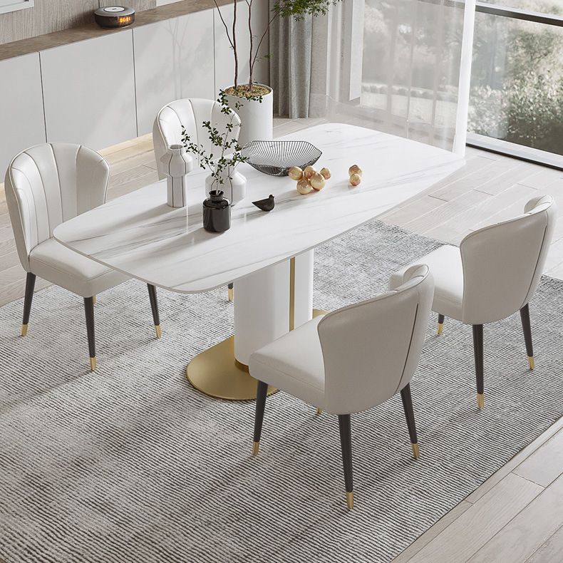 Luxury 1/4/5/6/7 Pieces Dining Set Sintered Stone Dining Table with Leather Chairs