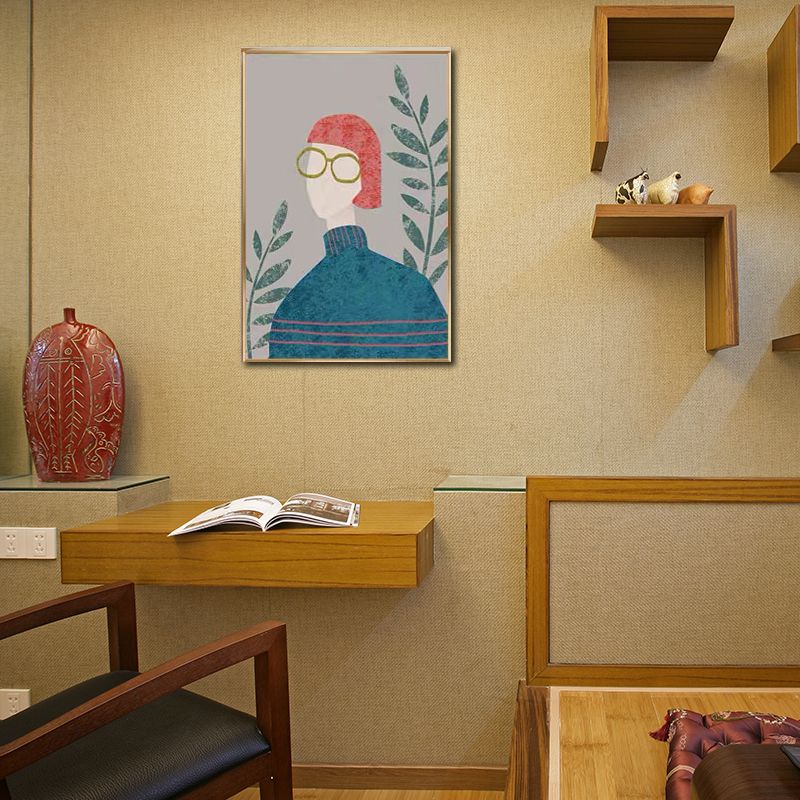 Toile d'art mural texturé, décoration murale avec figurines de mode nordique, couleur douce pour la maison