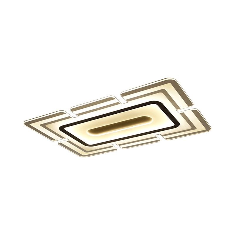 White Thinnest Pad Flush Mount Lamp Modern Acrylic LED Ceiling Fixture in Warm/White Light with Slot Design