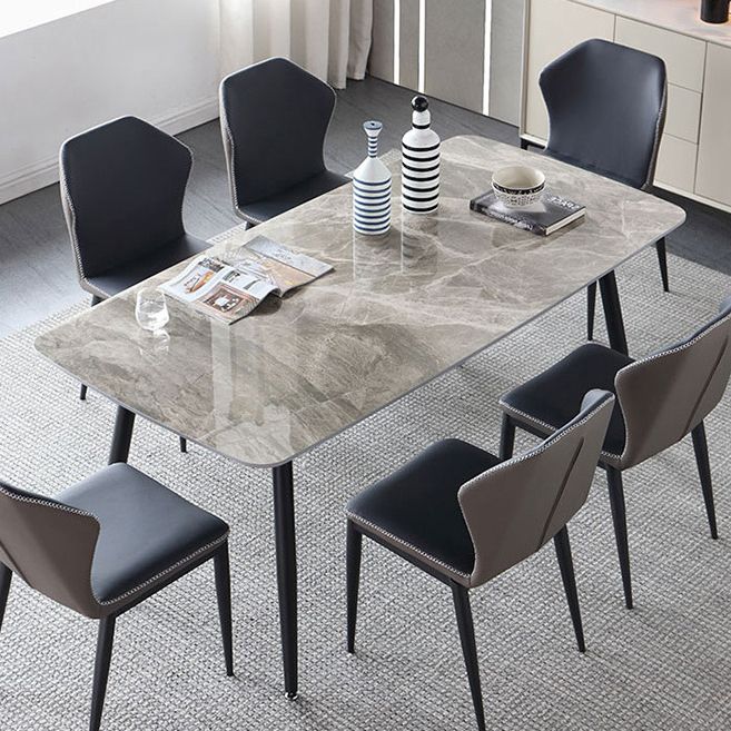 Sintered Stone Modern Style Dining Table Rectangle Table with 4 Legs for Home