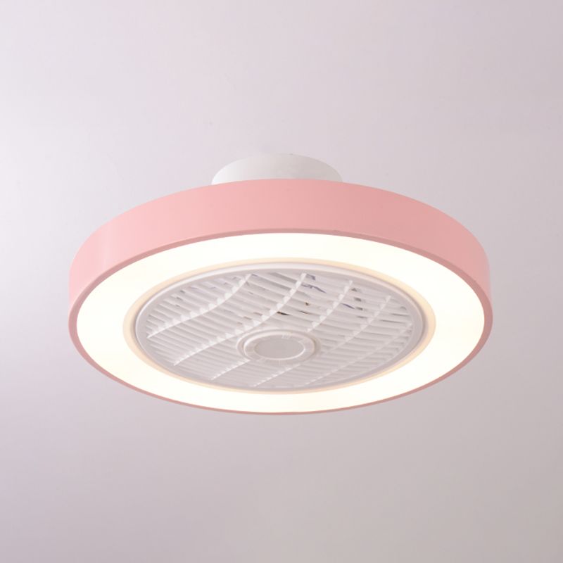 Trommeldecke Lüfter Licht Nordic Metall LED Schlafzimmer Halbflush Licht mit Fernbedienung