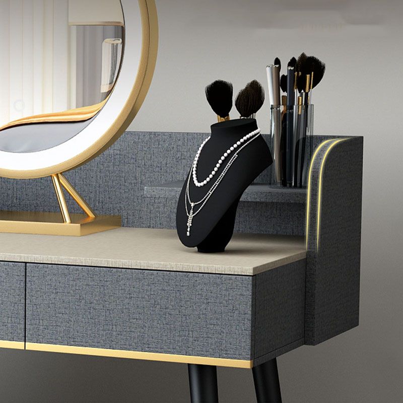 Make-up Vanity With Drawer Wooden with Makeup Table and Stool Glam