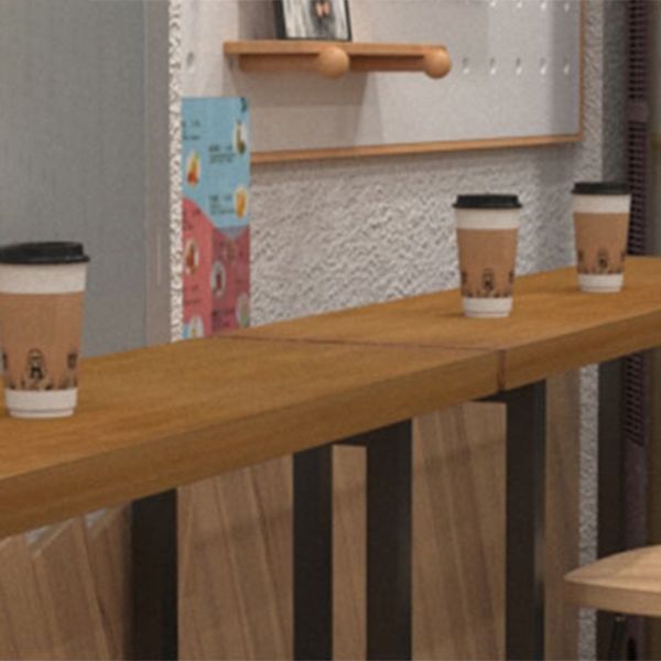 Solid Wood Rectangle Bistro Table with Metal Frame for Living Room