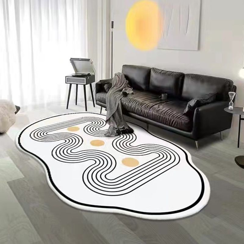 Brown Casual Rug Polyester Contrast Color Indoor Rug Non-Slip Backing Rug for Living Room