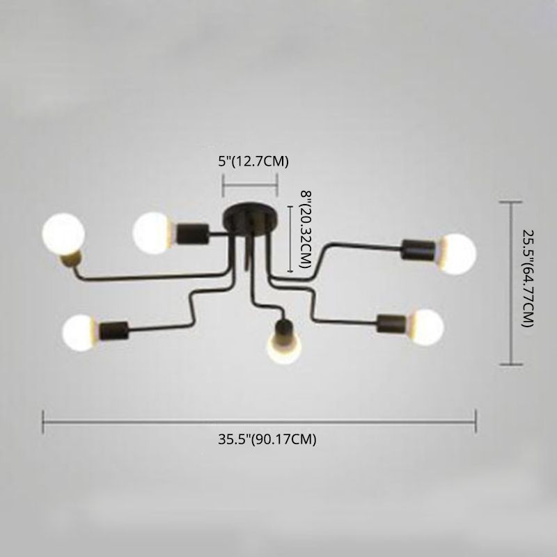 Montura de Enredo Negro de Enredo Semivaciado de Luz Minimalista Industrial Minimalista
