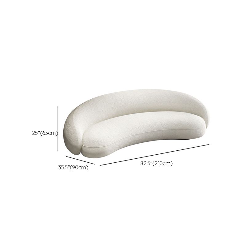 Scandinavian Sofa Fabric White Living Room Tuxedo Arm Cushions Curved Settee