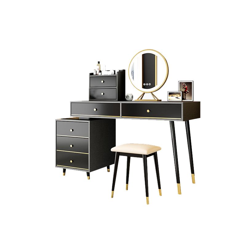 Black Make-up Vanity 15.74" Wide Wood Vanity Set with Storage Drawers