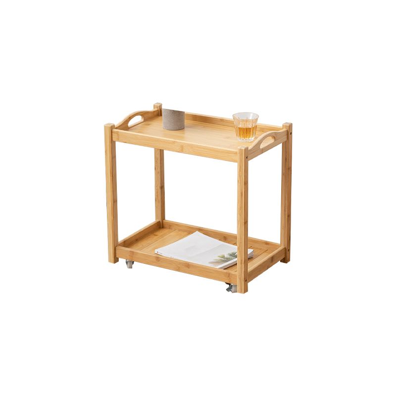 Contemporary Solid Wood with Shelf Rectangular Double Tier Side Table