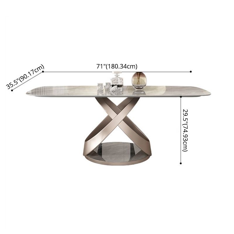 Dining Room Set Contemporary Sintered Stone Dining Table Rectangular Dining Table with Metal Base