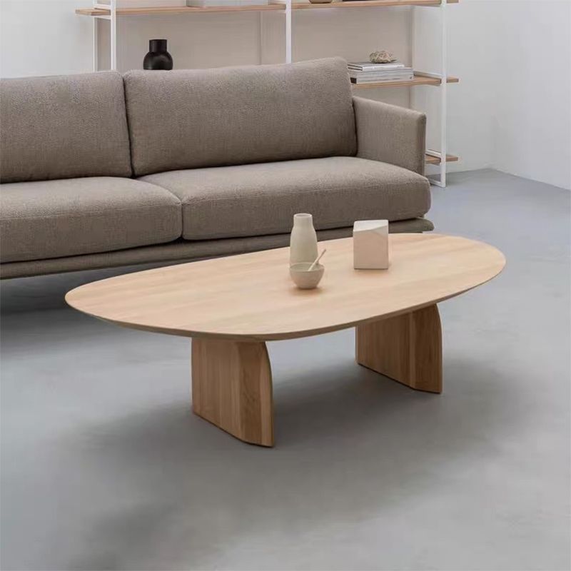15" H Wood Irregular Cocktail Table Nordic Sled 1 Single Coffee Table