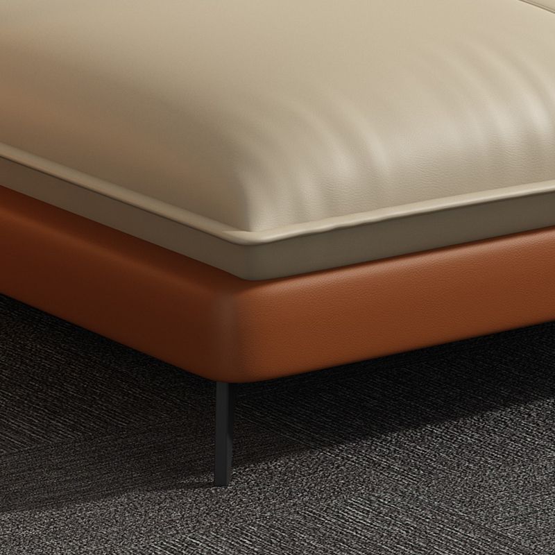 Modern Cream Genuine Leather Sofa Pillow Top Arm Sectional for Apartment