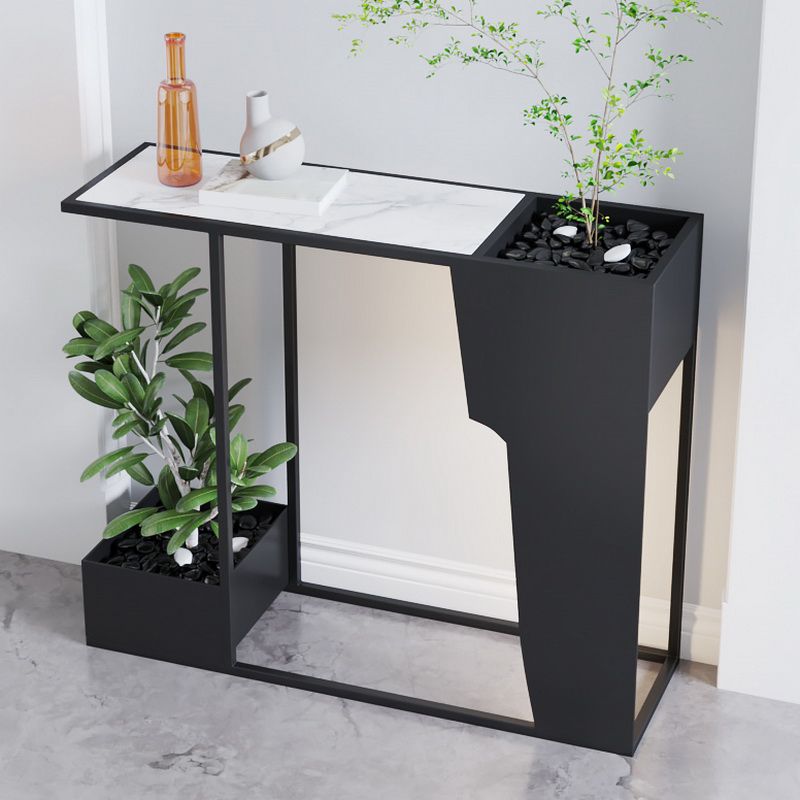 Contemporary Rectangle Console Table Black Console Sofa Table for Hall