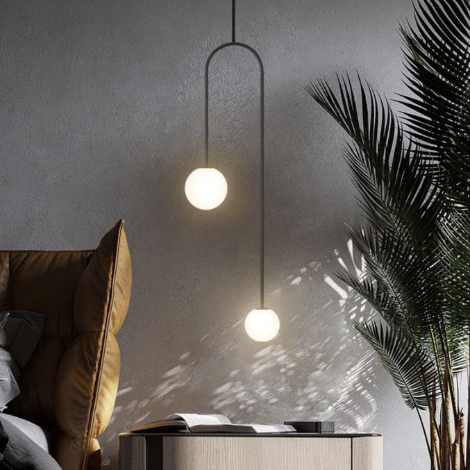 2 Lichter sphärische Anhängerbeleuchtung moderne Einfachheit Milchglas Anhänger Deckenleuchten