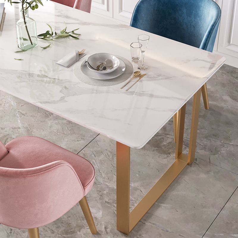 Contemporary White Standard Dining Table Rectangle Sintered Stone Dining Table for Kitchen