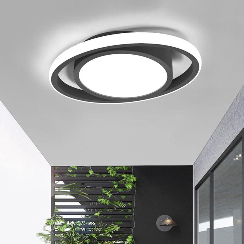 Lámpara LED de metal empotrada para balcón con montaje empotrado en tambor y círculo, lámpara contemporánea montada en el techo en negro/gris/dorado (la personalización será de 7 días)
