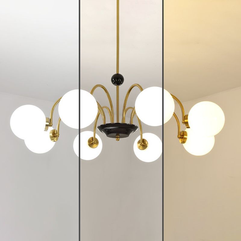 Glass Spherical Shape Chandelier Modern Style Multi Light Chandelier Light for Bedroom