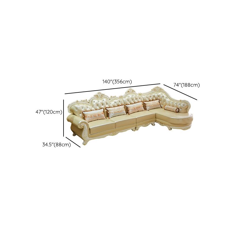 Contemporary Genuine Leather Sectional Tufted Back Sloped Arm Sectional