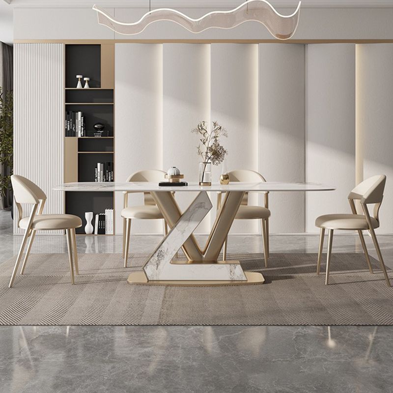 Nordic Sintered Stone Top Dining Set Rectangle 1/4/5/7/9 Pieces Dining Room Table Set