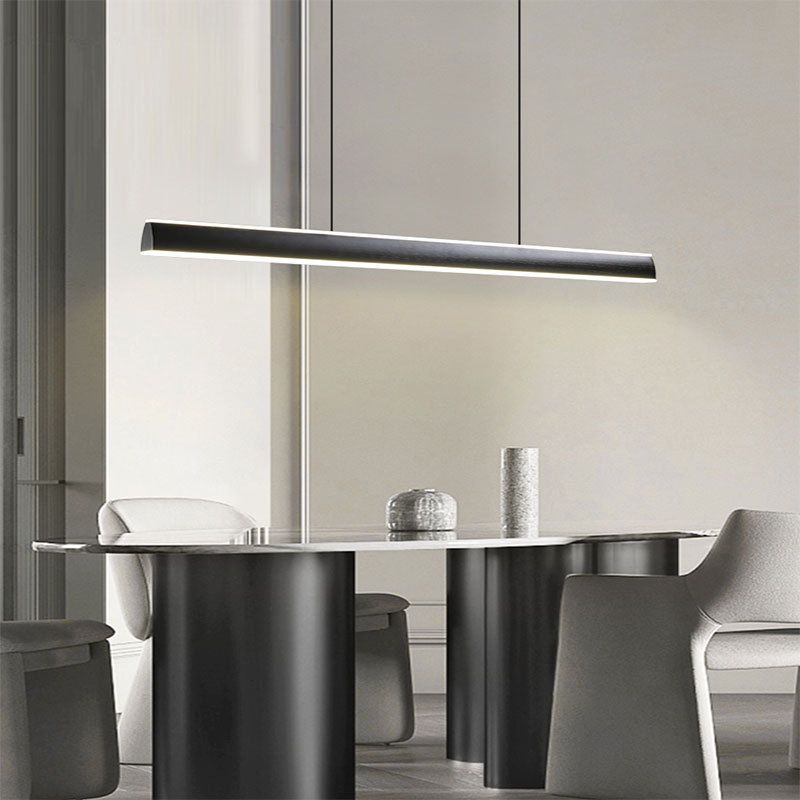 Metal Linear Chandelier Light Fixture Simple LED Island Pendant for Dining Room