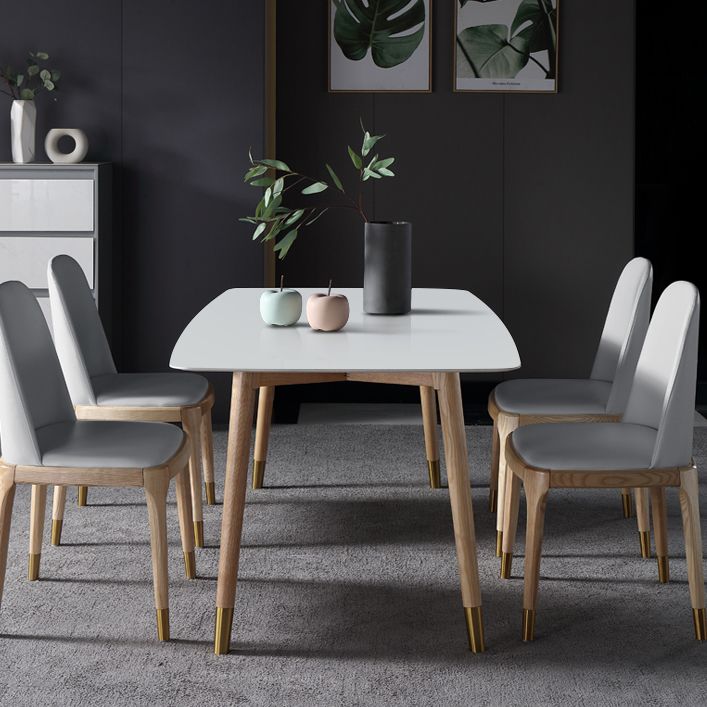 Rectangle Two-Color Dining Table Sintered Stone Table Luxury with 4 Legs