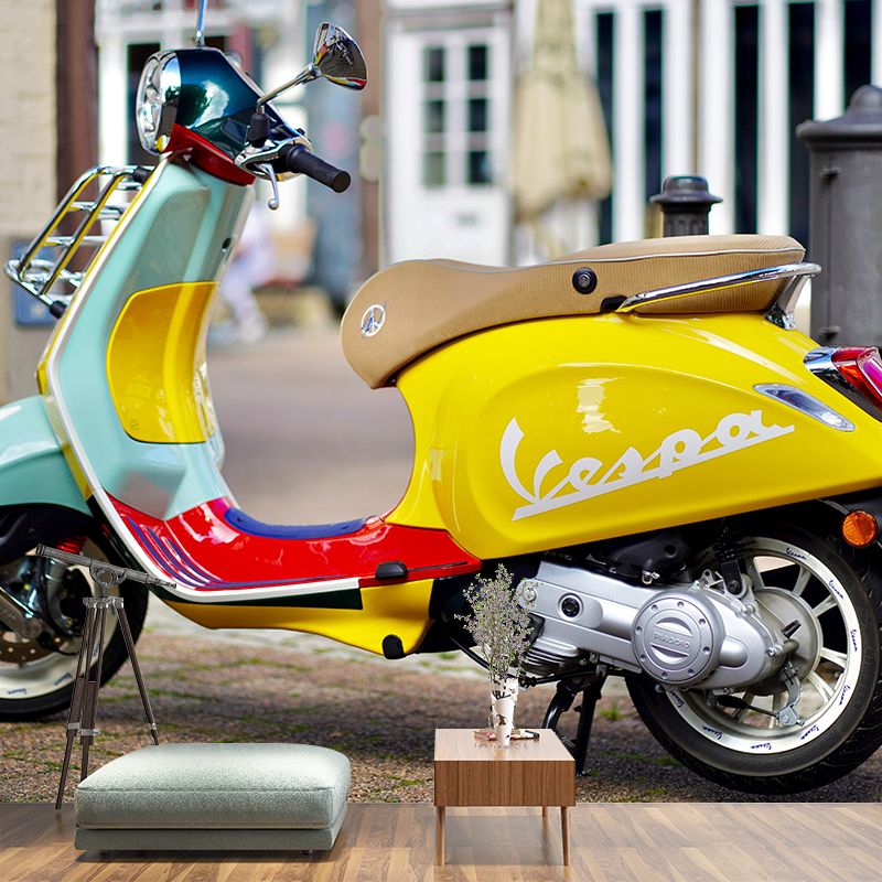 Motorcycle Mural Wallpaper Mildew Resistant Industrial Wall Covering for Bar Decoration