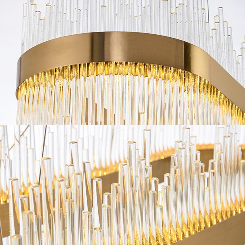 Oval Island Lighting Clear Crystal Glass Contemporary Simplicity Pendant Lighting Fixtures for Restaurant