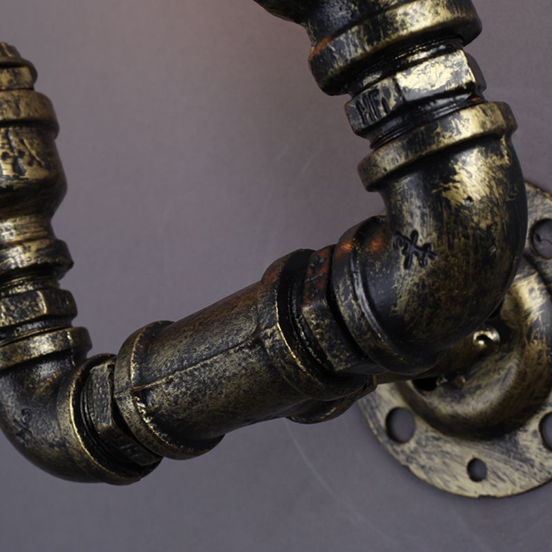Industrial U Shaped Pipe Wall Mount Lighting 2 Bulbs Iron Wall Light Fixture in Bronze