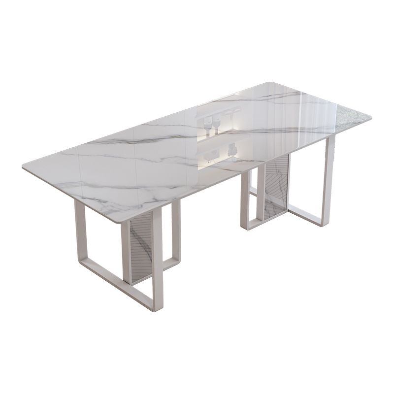 Modern Rectangle Stone Dining Table 1/5 Pieces Dining Set for Cafe