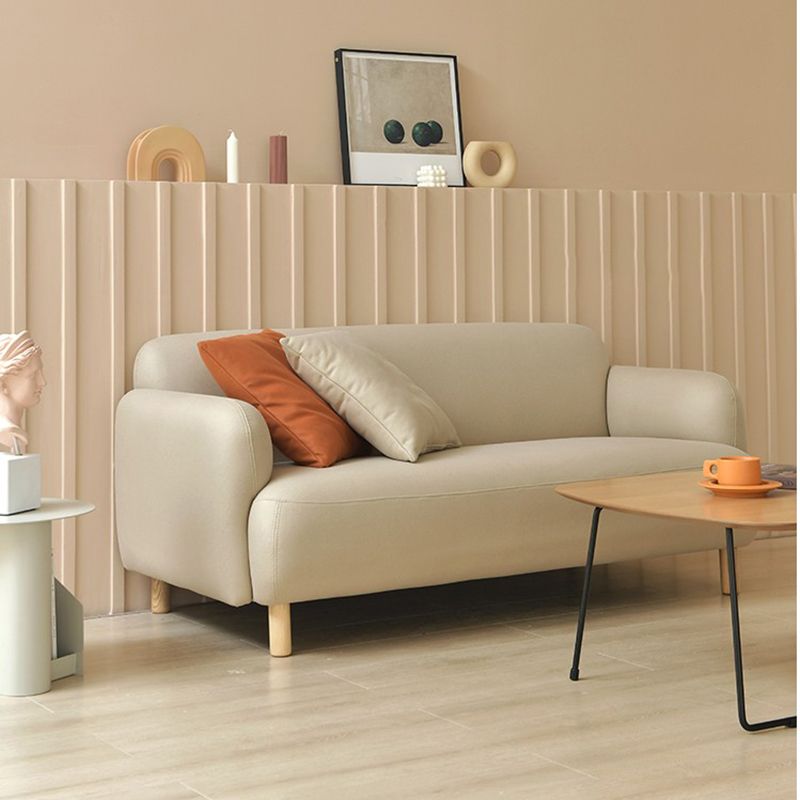 Stain Resistant Faux Leather Sofa Contemporary Standard Sofa for Living Room