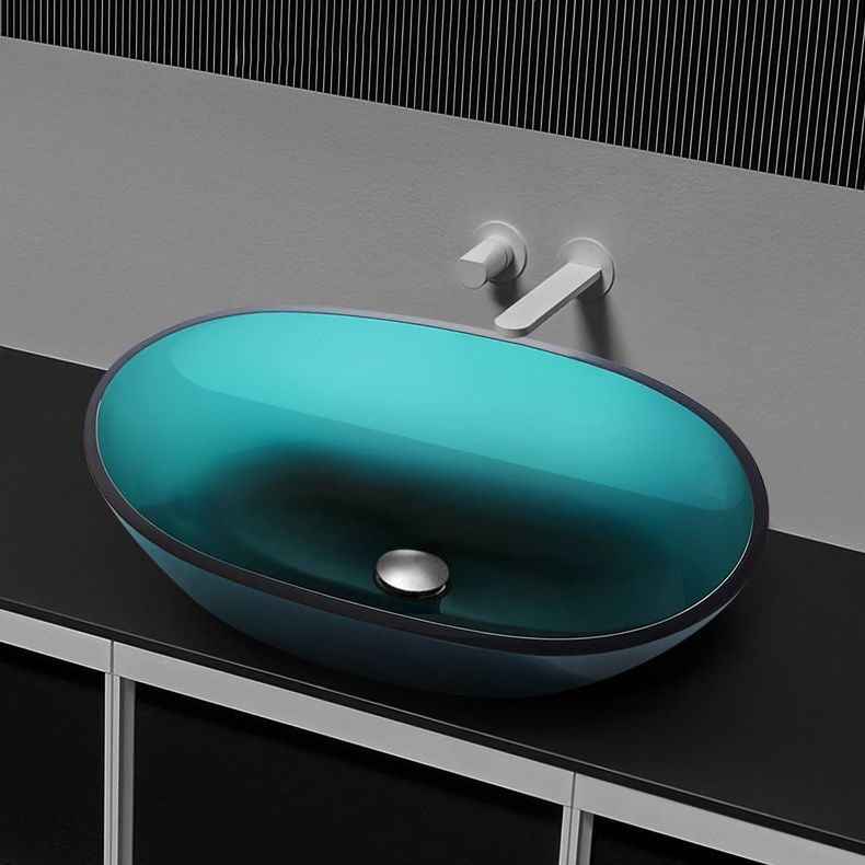 Modern Vessel Bathroom Sink Oval Resin Vessel Lavatory Sink(Not Including Faucet)