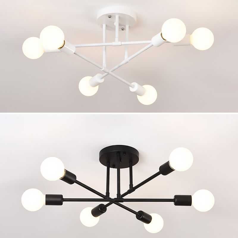 Luminaire de salle à manger de Style nordique, ampoule ouverte simple, lignes croisées, plafonnier en métal