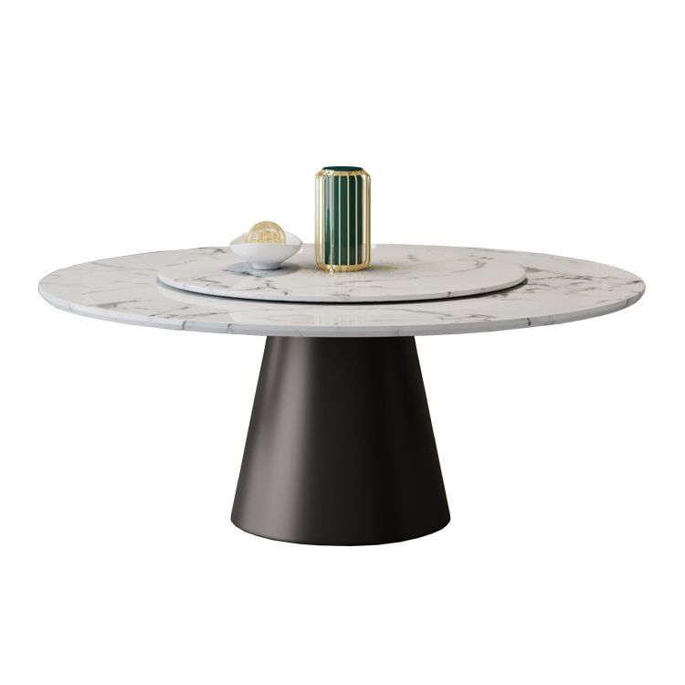 Round Pedestal Dining Site Table Contemporary Dinner Table with Turntable