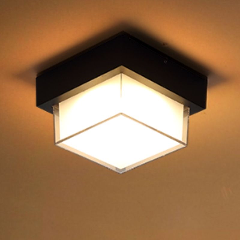 Lámpara de montaje empotrado tradicional Luz de montaje empotrado impermeable de 1 luz con pantalla de vidrio blanco