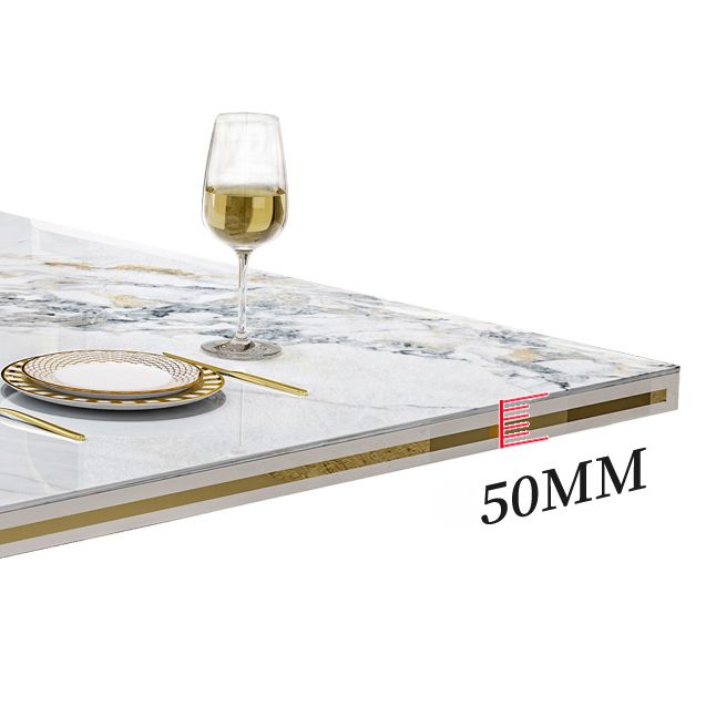 Luxury Sintered Stone Top Table Rectangle Table with Gold Pedestal