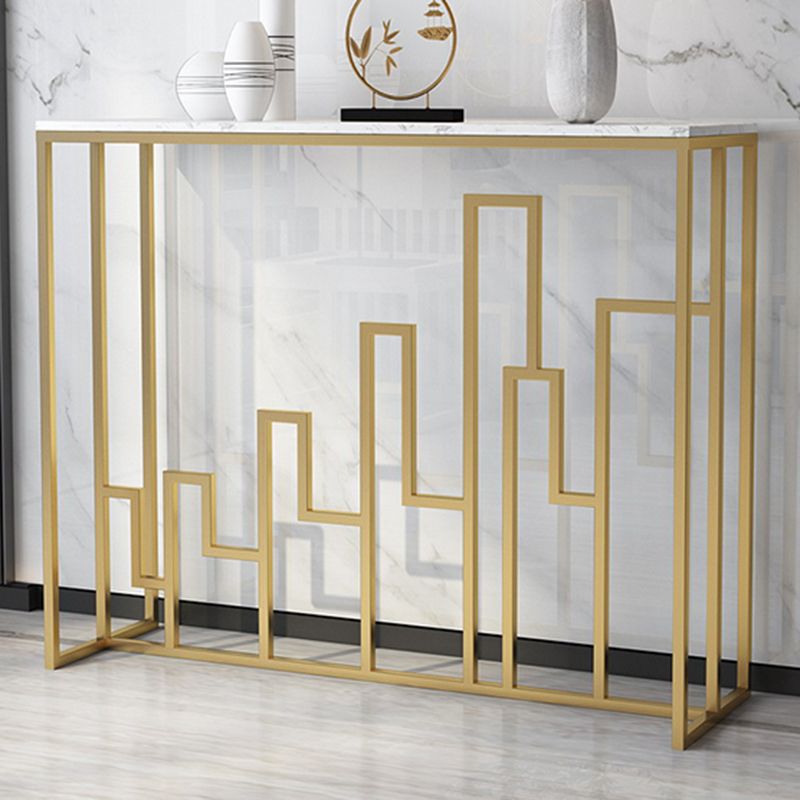 11.81" W Contemporary Console Accent Table Antique Finish Sofa Console Table in Marble