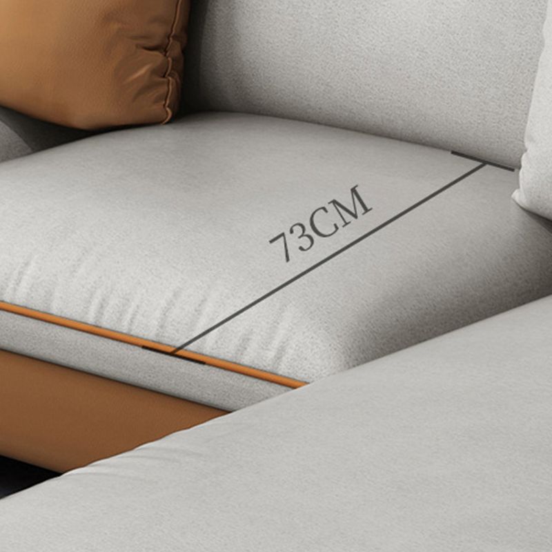 Beige 5-seater Flared Arm Sectional Luxurious Faux Leather Sectional