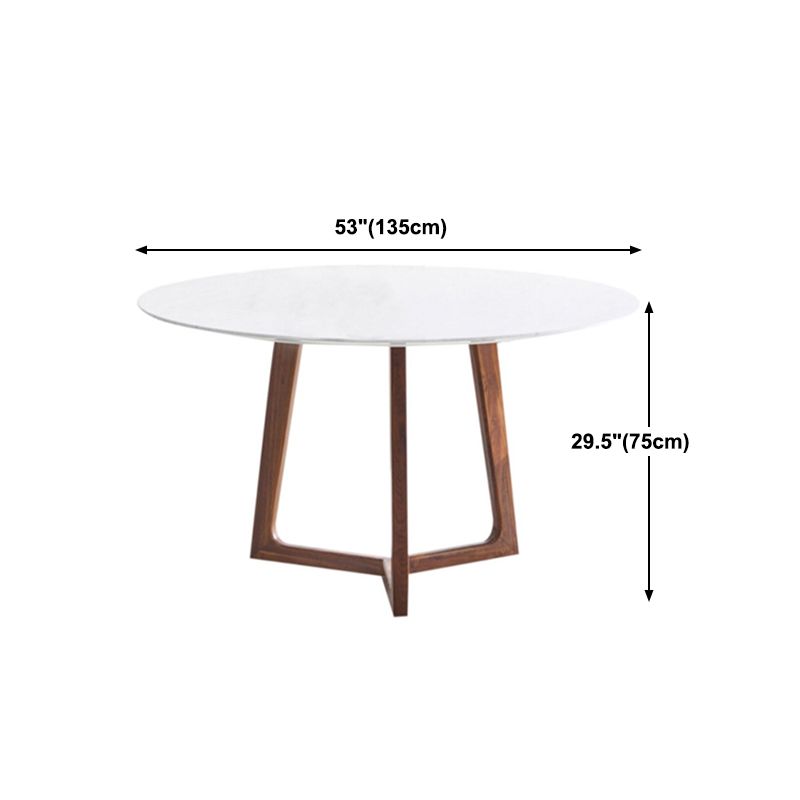 Solid Wood Sled Base Table Modern Round Dining Site Table with Stone Top