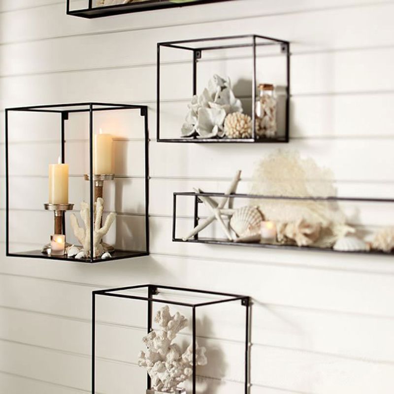 Glam Open Shelf Bookcase Floating Metal Book Shelf for Living Room