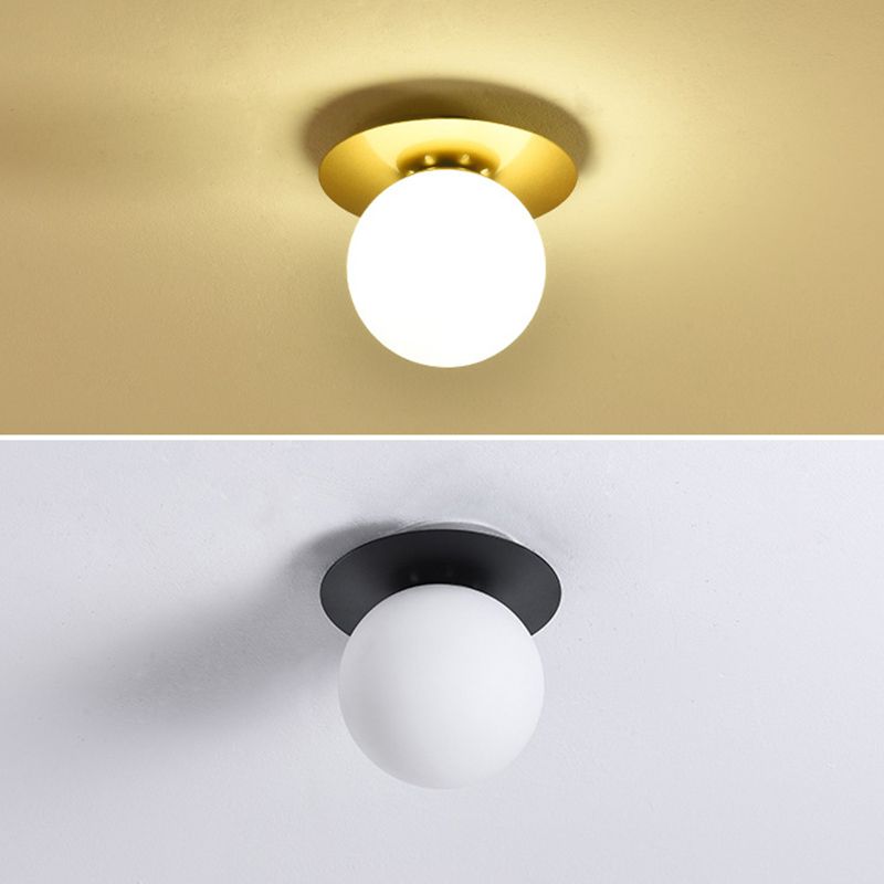 Minimalist Flush Mount Ceiling Light Fixture Spherical Flush Ceiling Light Fixture with Glass Shade