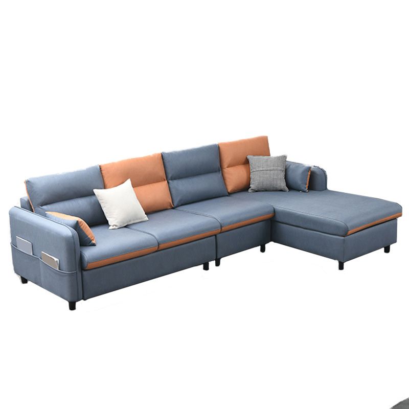 Modern Faux Leather Sectional Square Arm for Living Room with Storage