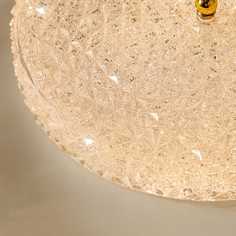 Contemporary Ceiling Light Round LED Flush Mount Light with Crystal for Living Room