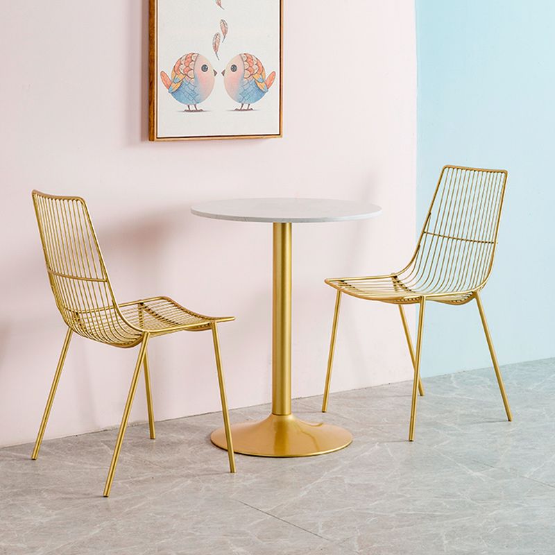 Glam Style Dining Chair Metal Windsor Back Dining Side Chair for Dining Room