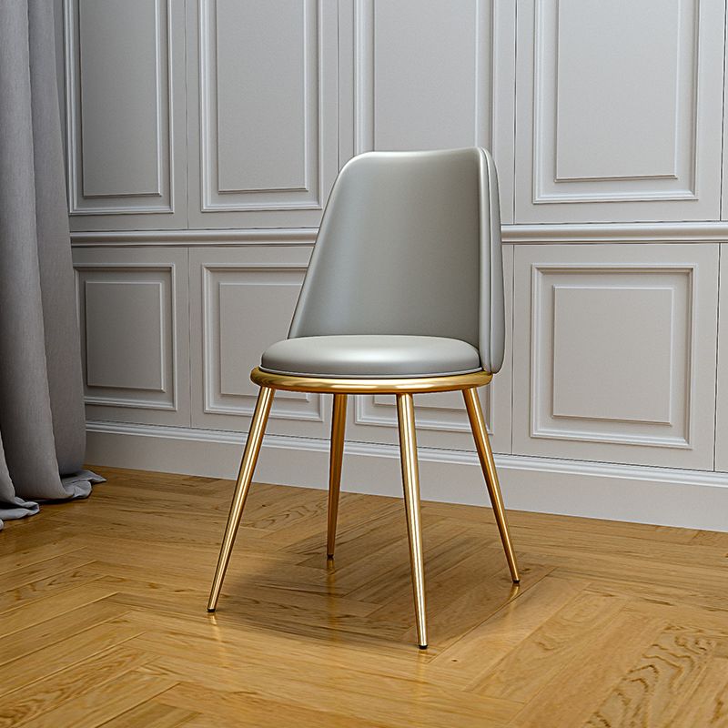 Upholstered Lounge Chair Armless Vanity Chair with Gold Tone Legs